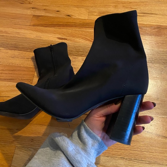 JEFFREY CAMPBELL BLACK FABRIC HEELED BOOTIES - Picture 4 of 6